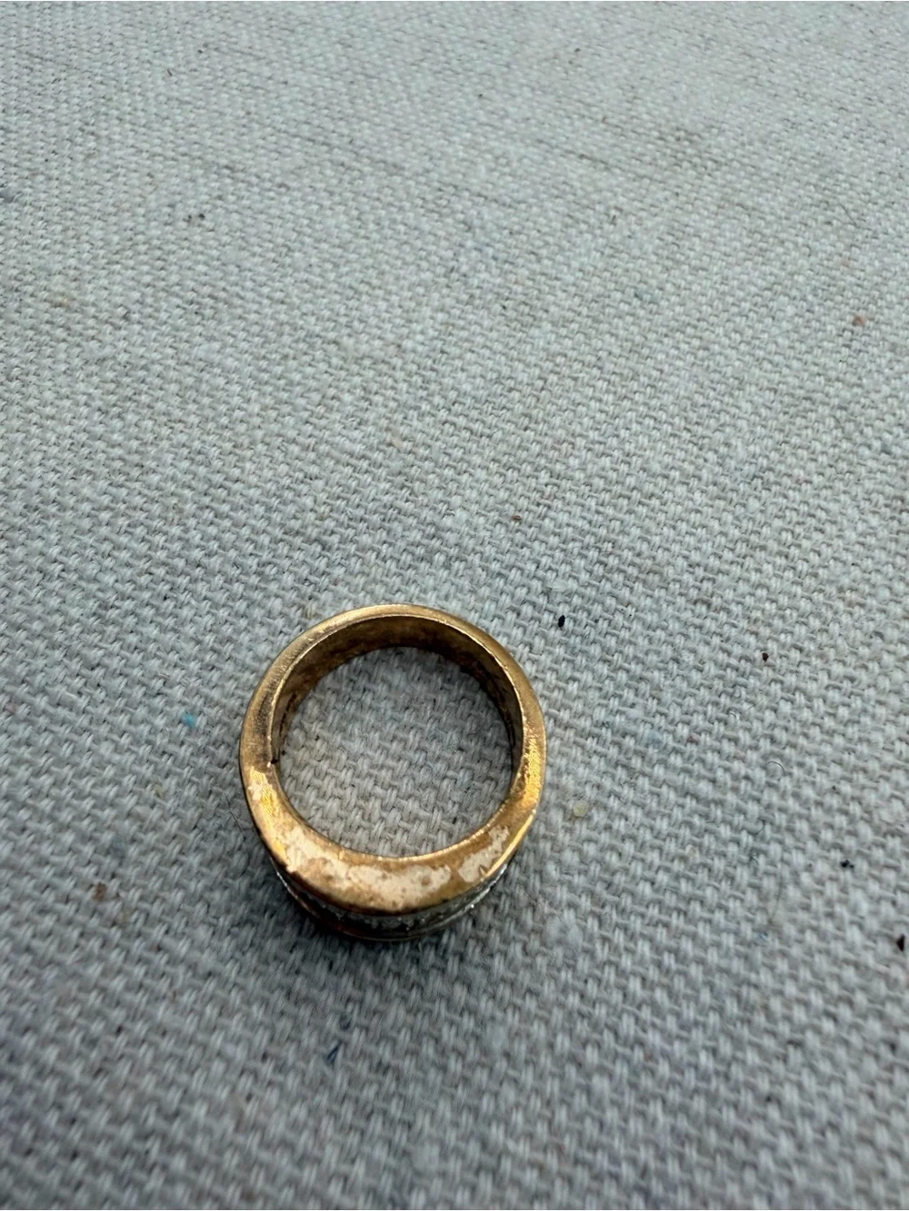 Gold-Tone Pave Crystal Wide Band Ring
